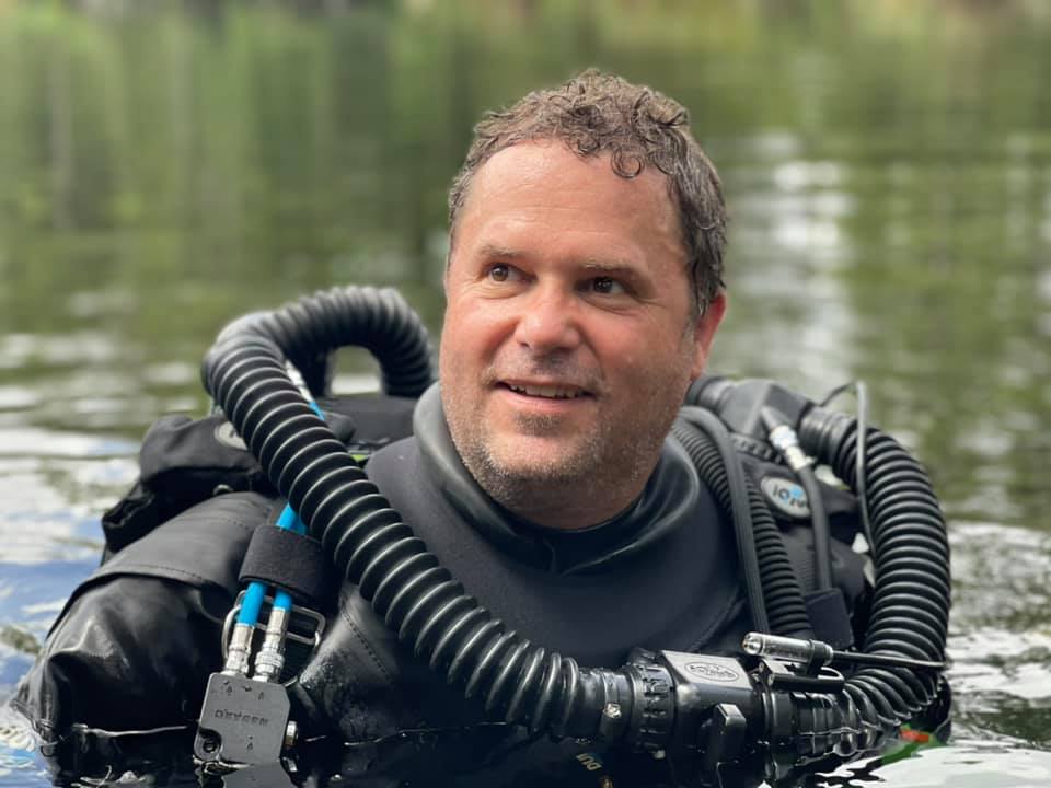 Chris Ferrar in rebreather gear